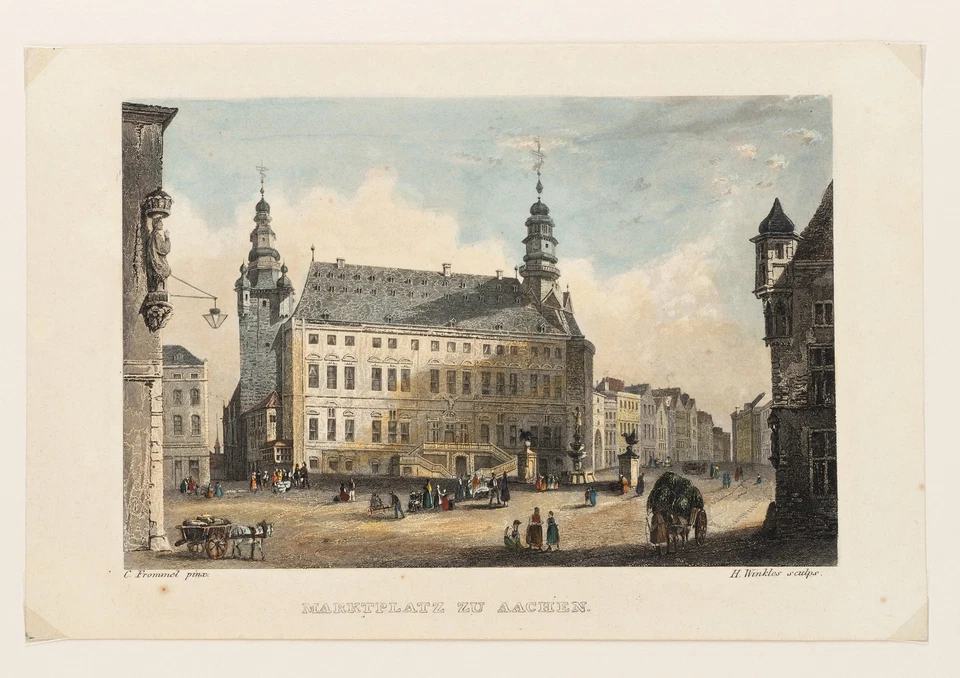 WINKLES (*1801) nach FROMMEL (*1789), Szenerie auf Marktplatz Aachen, Sst. - Bild 2 von 4