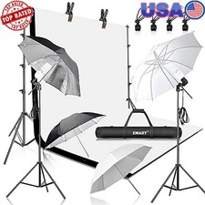 Photography Backdrop Kit W/ Lighting Set Studio Photoshoot Portable Setup New