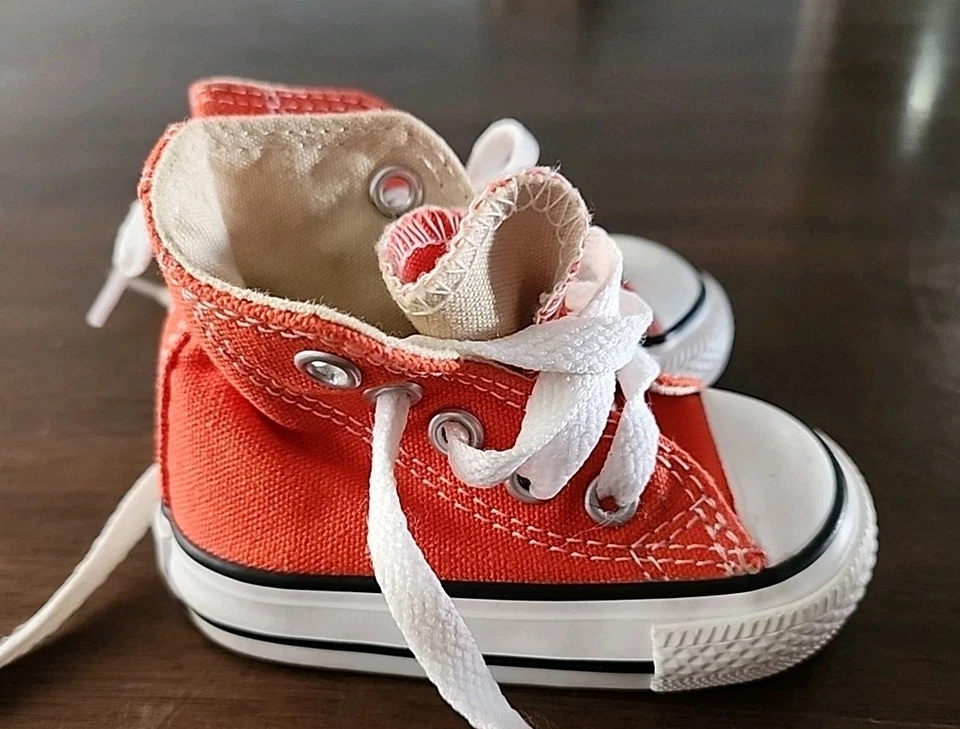 Tops altos Converse All Star naranja neón niño pequeño bebé talla 2 Foto 4 de 4