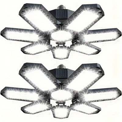 1-6PCS 600W Deformable LED Garage Light Bright Work Shop Ceiling Bulb 7+1Panels