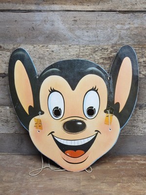 Vintage 1950s Mighty Mouse Mask Post Sugar Crisp Cereal Box Promo Promotional