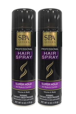 Spa Luxury Super Hold Hair Spray Aerosol Unscented 6 Oz Each 2 Pack