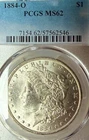 1884-O MS62 Bright Surfaces PCGS New Orleans Mint Morgan Silver Dollar