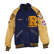 Taylor Mullins Lone Star Letter Jackets Varsity Jacket - Medium Blue Wool Blend