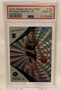 2018 Revolution #133 Michael Porter Jr Sunburst Nuggets RC #/75 PSA 10