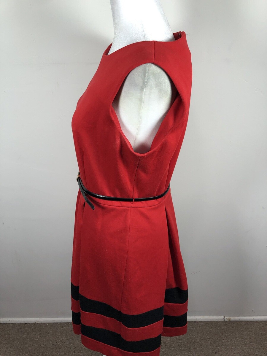 Calvin Klein Womens Dress Fit Flare Pleated Belt Red Black Sleeveless 12P | eBay Calvin Klein Womens Dress Fit Flare Pleated Belt Red Black Sleeveless 12P | eBay
