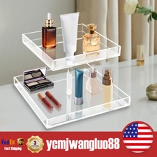 Acrylic Cosmetic Display Case Makeup Perfume Organizer Stand 2 Tiers Bathroom