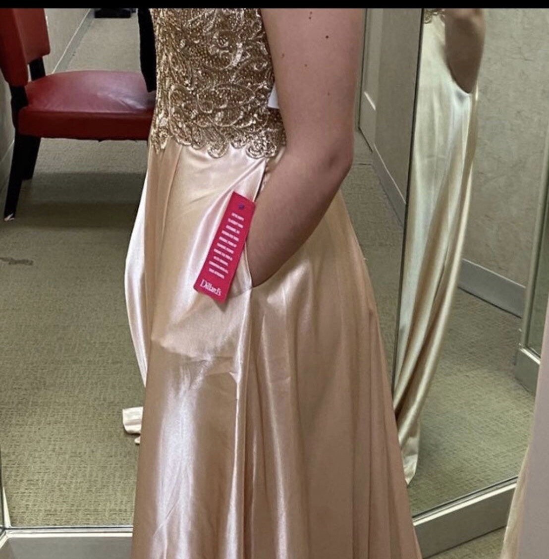 sachin and babi light blue dress Champagne/Rose Gold colored Formal Dress with beautiful sequin detail. size  3