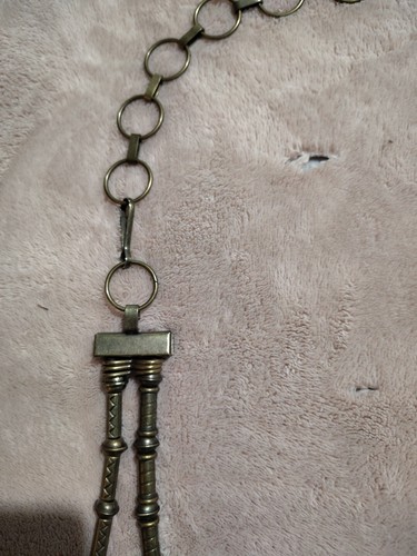 VINTAGE 70'S 80'S BOHO BEADED WOOD CHARMS BELT EARTHY CHAIN LINKS - Picture 6 of 6