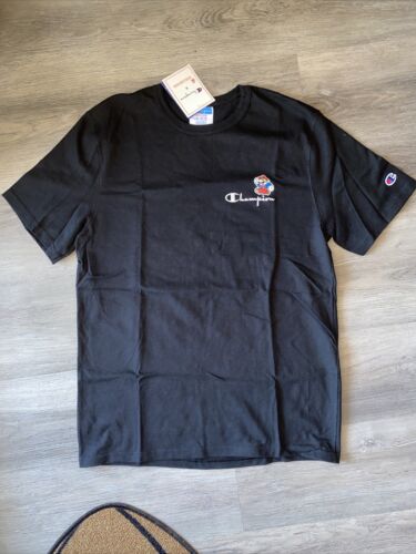New Champion X Super Mario Bros Kanji Collaboration Black Heritage Shirt Med NWT - Picture 1 of 4