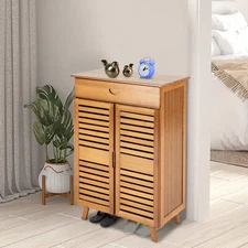 4-Tier Bamboo Shoe Rack Shoe Shelf Book Case Shoecase Bookcase Storage Cabinet