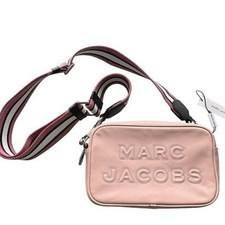 Marc Jacobs Flash Peach Whip Smooth Leather Logo Embossed Camera Crossbody NEW