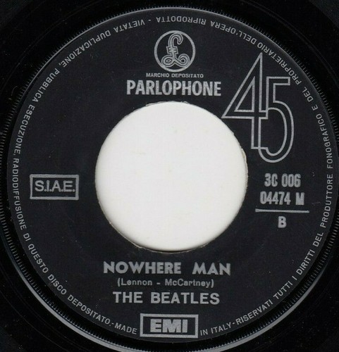 THE BEATLES GIRL / NOWHERE MAN 1970 RARE EMI -PARLOPHONE LABEL RECORD ITALY 7" - Picture 2 of 2