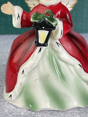 Vintage Napco Christmas Angel Planter Holding Lantern Figurine 5 1 Vintage Napco Christmas Angel Planter Holding Lantern Figurine 5 1