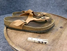 Birkenstock Gizeh Soft FB Womens Pecan Leather Thong Sandals Size 39 US 8 Reg.