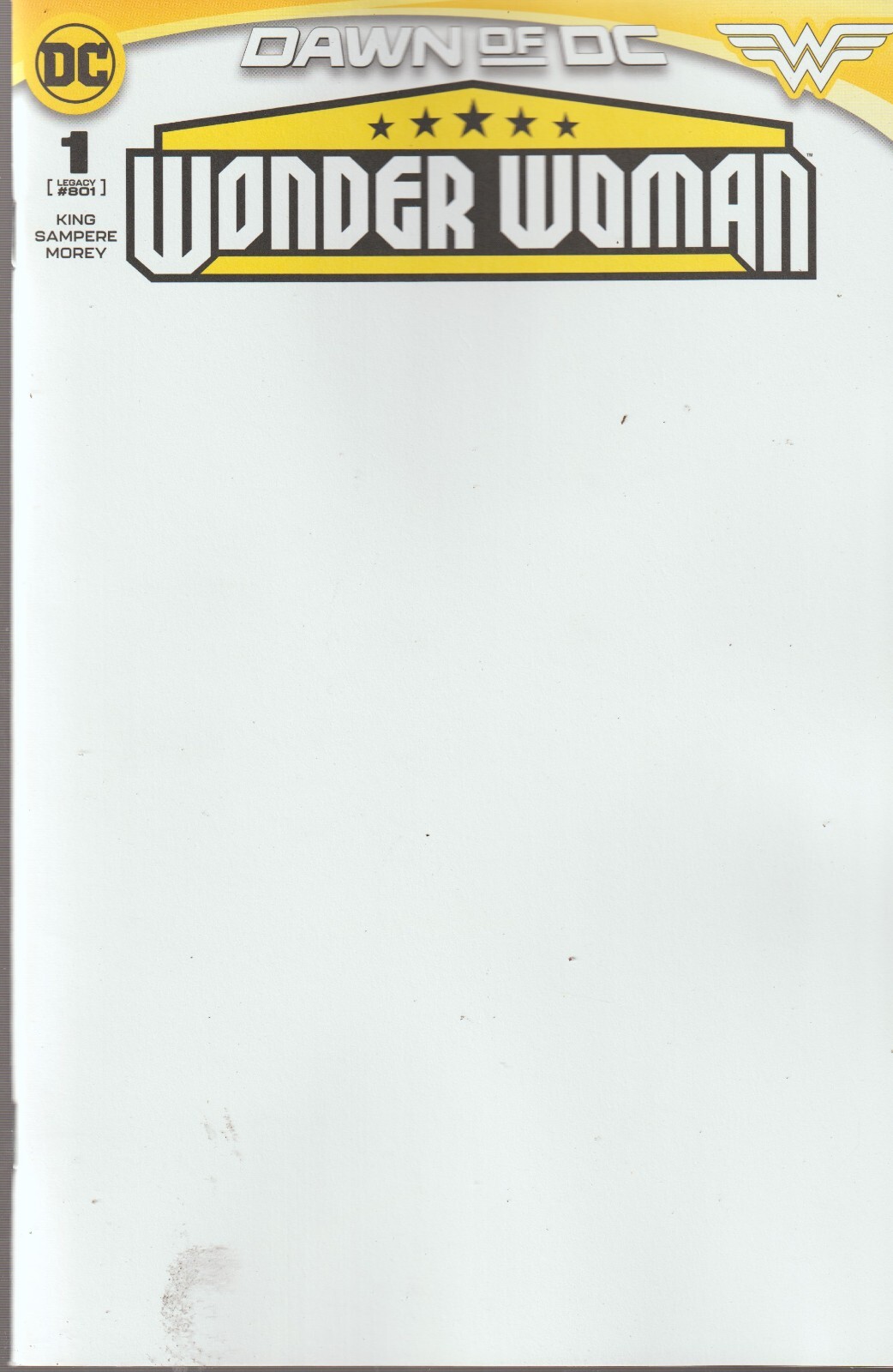 DC COMICS WONDER WOMAN #1 NOVEMBER 2023 BLANK 1ST PRINT NM