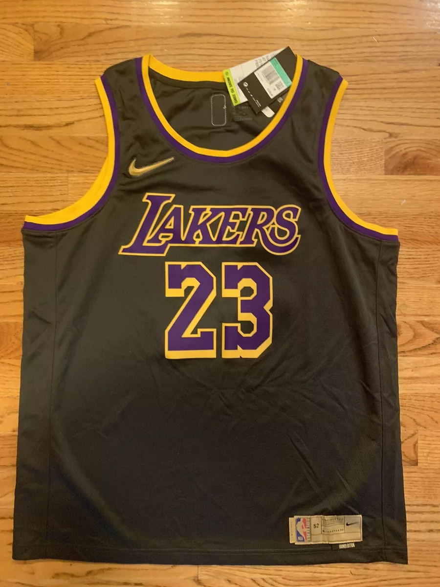 Nike Los Angeles Lakers LeBron James NBA Jersey Earned Edition XL 52 NWT  Black