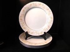 Set of 4 NORITAKE BLOSSOM TIME 10 5/8" Dinner Plates Silver Trim (B72-102023)