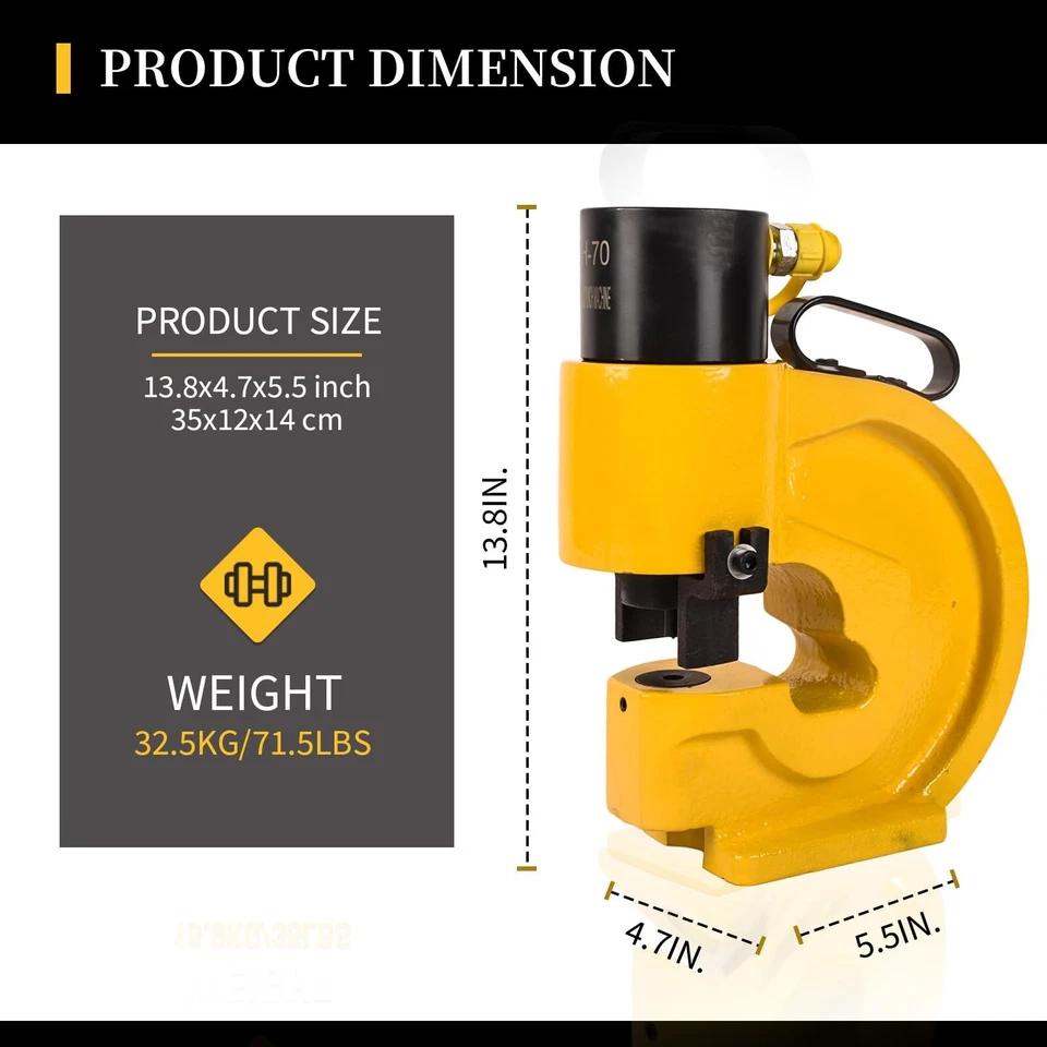 CH-70 Herramienta de perforación de orificios hidráulica Excavadora de orificios Perforadora de fuerza 3/8", 1/2", 5/8", 3/4" Foto 2 de 4