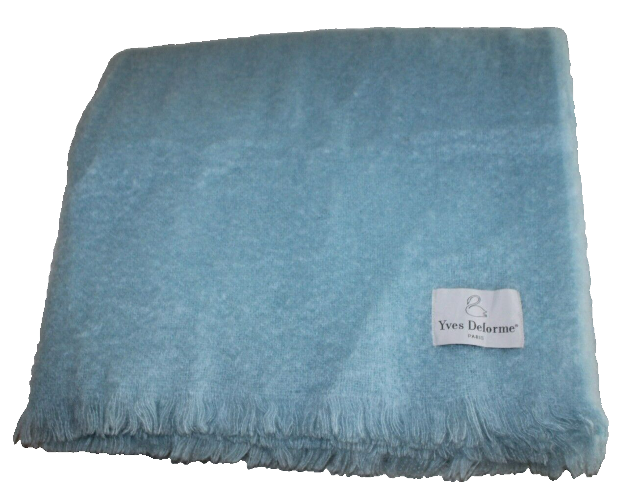 Yves Delorme Paris Baby Blue 100 Mohair Throw Afghan Blanket 220 x 240