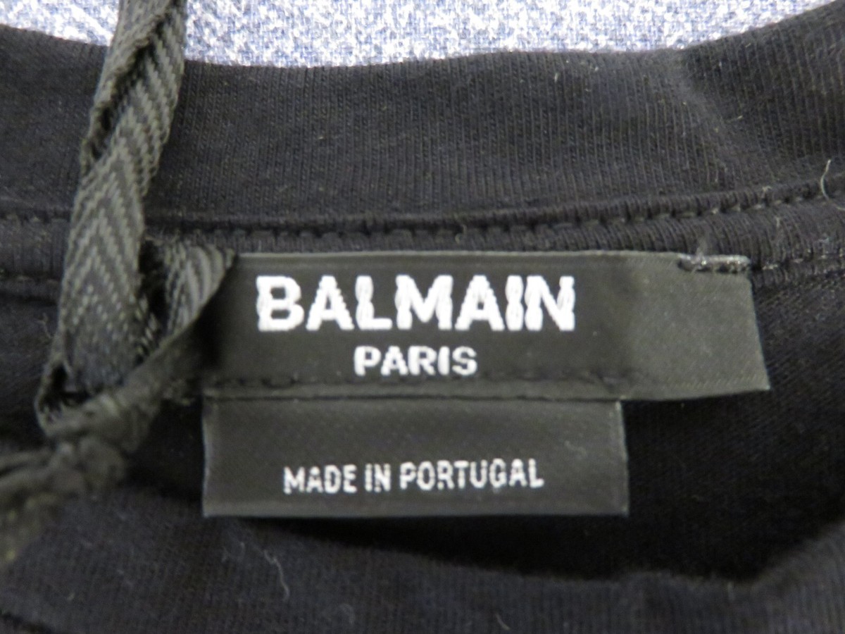 Balmain Baby boy black cotton Jersey logo Tshirt iconic buttons