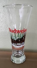 Vintage 1989 Holiday Anheuser Busch CLYDESDALE Advertising Beer Glass 7"