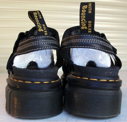 DR MARTENS black leather quilted Ricki 3-Strap Sandals Eu38 UK 5 7 B near new! - Picture 4 of 8