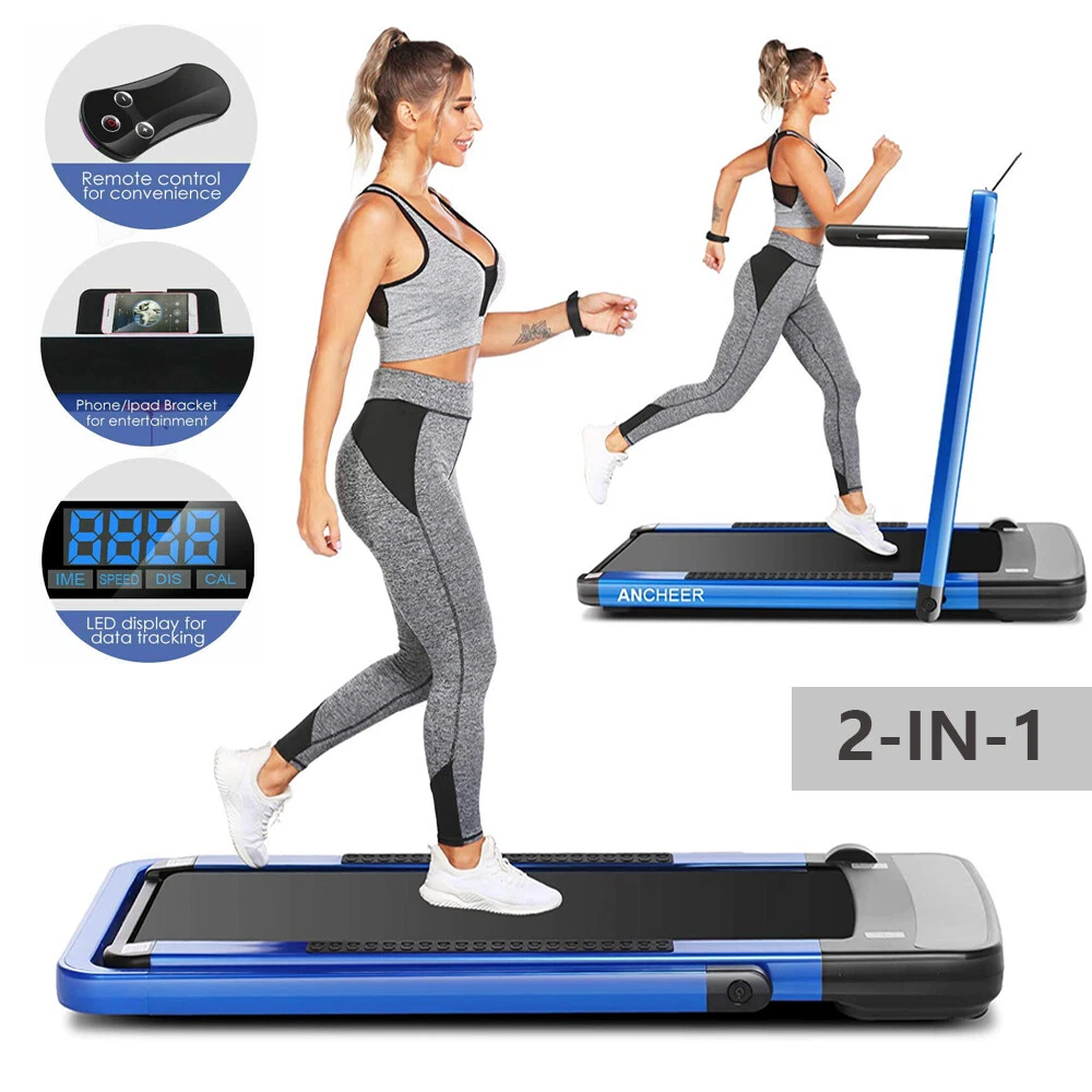 ANCHEER Folding Treadmill 2 in 1 Motorized Walking Running Machine Home Office