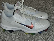Nike Force Trout 9 Pro MCS Baseball Cleats White Rainbow FB2908-106 Men Size 12
