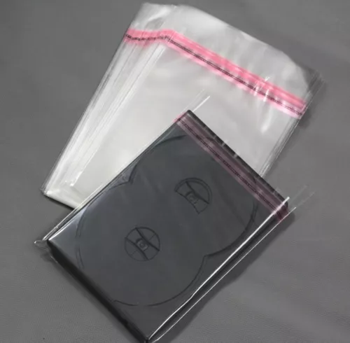 400 Schutzhüllen aus Folie mit Verschluss für DVD-Hüllen 14 mm, 152 mm X 203 mm