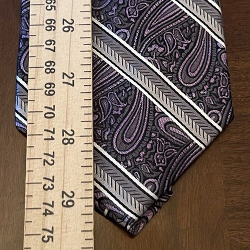 Platinum Designs Purple Gray 100% Silk Men’s Neck Tie Made In China - Picture 5 of 9