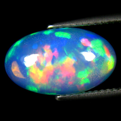 3.84 ct Supreme Oval Cabochon (15 x 9 mm) Ethiopian Flashing Rainbow Opal