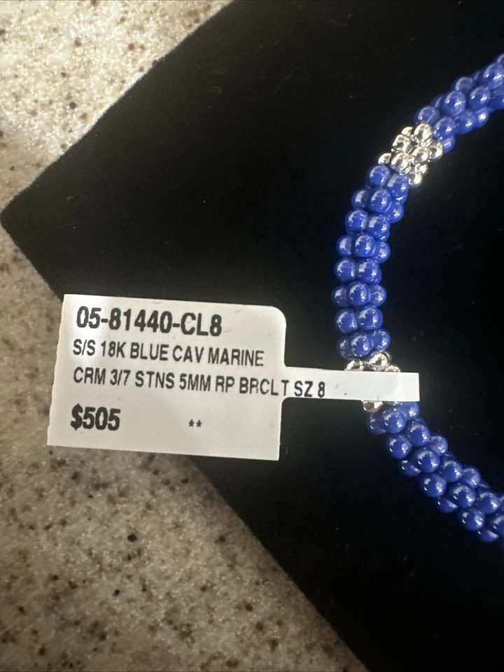 Pulsera LAGOS Cuerda Caviar Azul Plata 925 18K Talla Grande 8 Nueva Con Etiquetas Foto 4 de 4