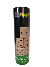 Summer Big Extra Large Brown Wooden Lawn Dice 5 piece For Outdoor Use