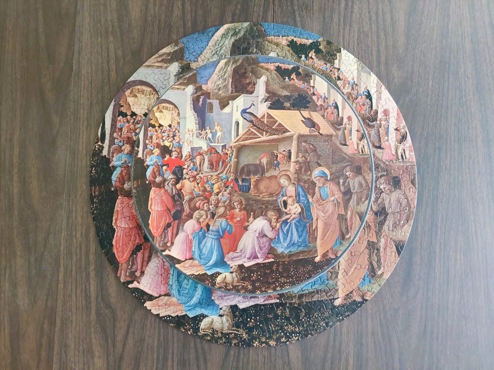 VINTAGE Springbok THE ADORATION OF THE MAGI Round Circle JIGSAW PUZZLE Complete