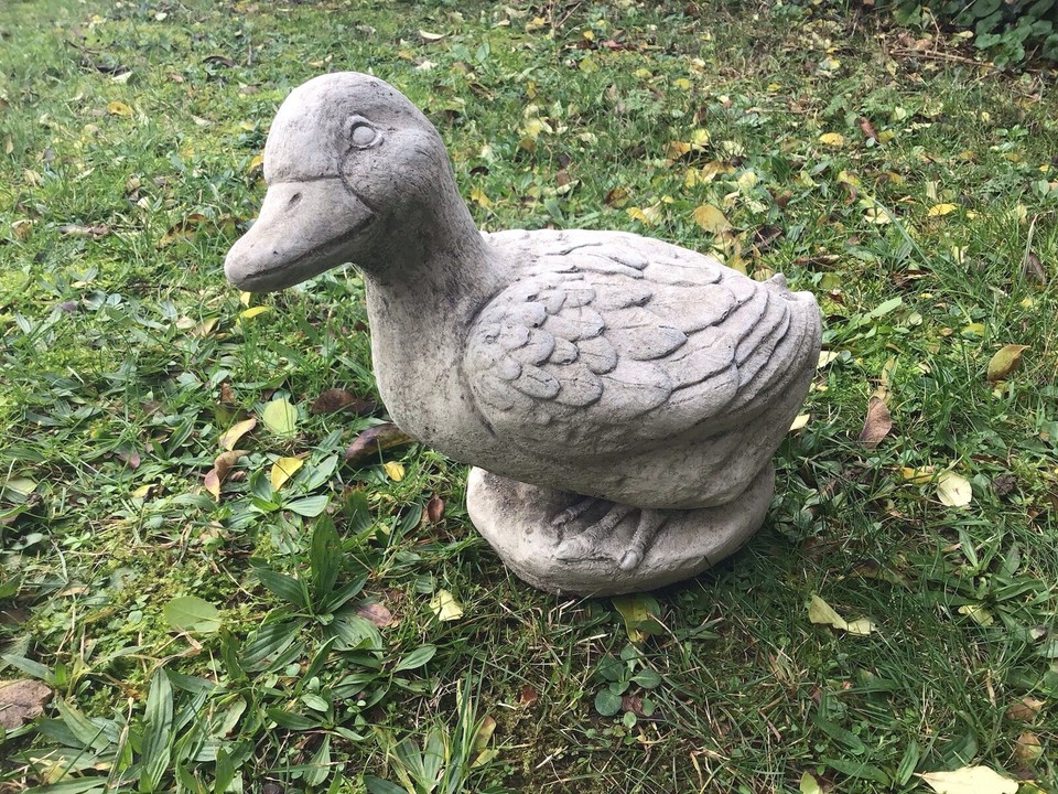 Duck Bird Goose Large Stone Concrete Garden Statue Pond Ornament FREE