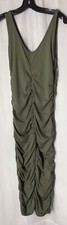 Fashion Nova Medium Green Tank Upper Woman’s Dress Gathering Center & Sides