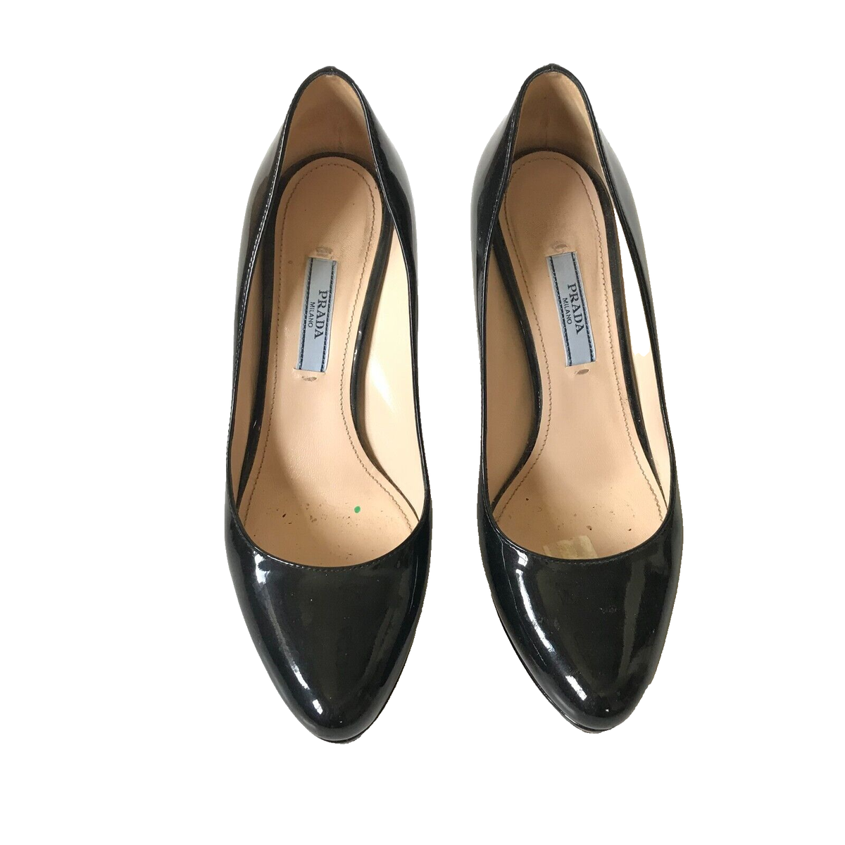Prada Patent Leather Pumps Heels Womens 36 6 Black Platform Toe