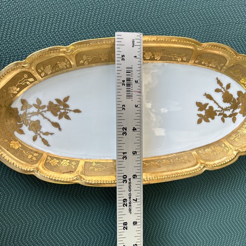 GDA France White’s Chicago Hand Painted Oval Plate/Tray 13 3/4” Gold Rose Design - Picture 19 of 19