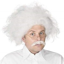 UILYNIU Juego de disfraces de Mad Scientist - 3 piezas Profesor Peluca con bigote y barba blanca para Cosplay, fiesta temática y festival