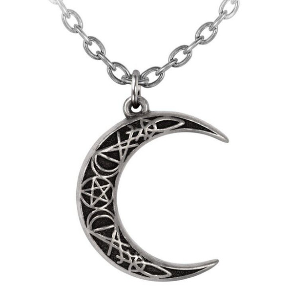 Alchemy Gothic P942 AnhäNger Halbmond Pentagramm Gothic Halskette Zinn-image