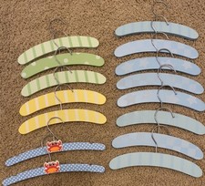 Classic wooden Hangers LOT of 15 Baby Toddler Kids- pastel blue, yellow, green