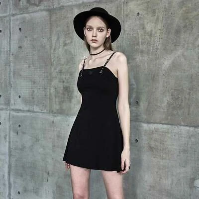 PUNK RAVE Black Heart Strap Dress Gothic Träger Kleid Schwarz Herz Cute - Bild 1 von 4