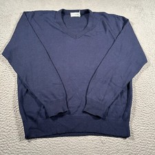 Vintage Izod Sweater Men Large V Neck Pullover Blue Acrylic Embroidered Logo 90s