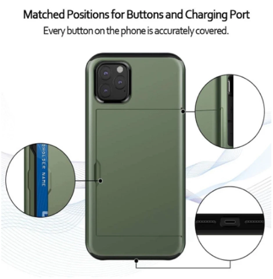 Card Holder Shockproof Wallet Phone Case For iPhone 12 11 X 8 7 6 5 SE Pro Max - Image 3 of 4