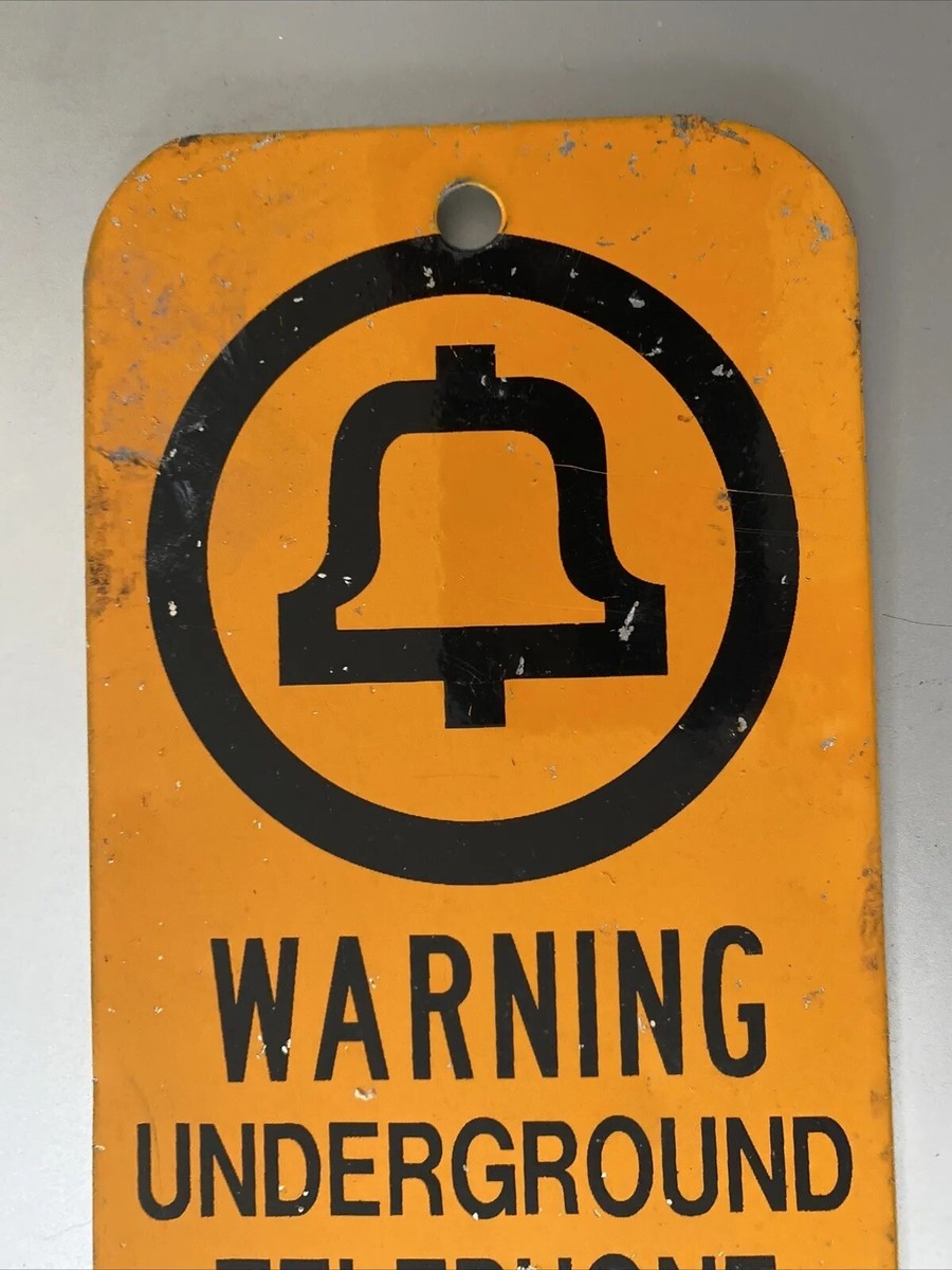Vintage Orange Bell Telephone Warning Underground Cable