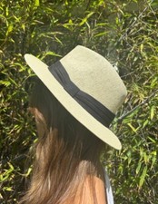 Unisex Men Women Light Tan Panama Flat Brim Tropical Cuba Woven Fedora Hat