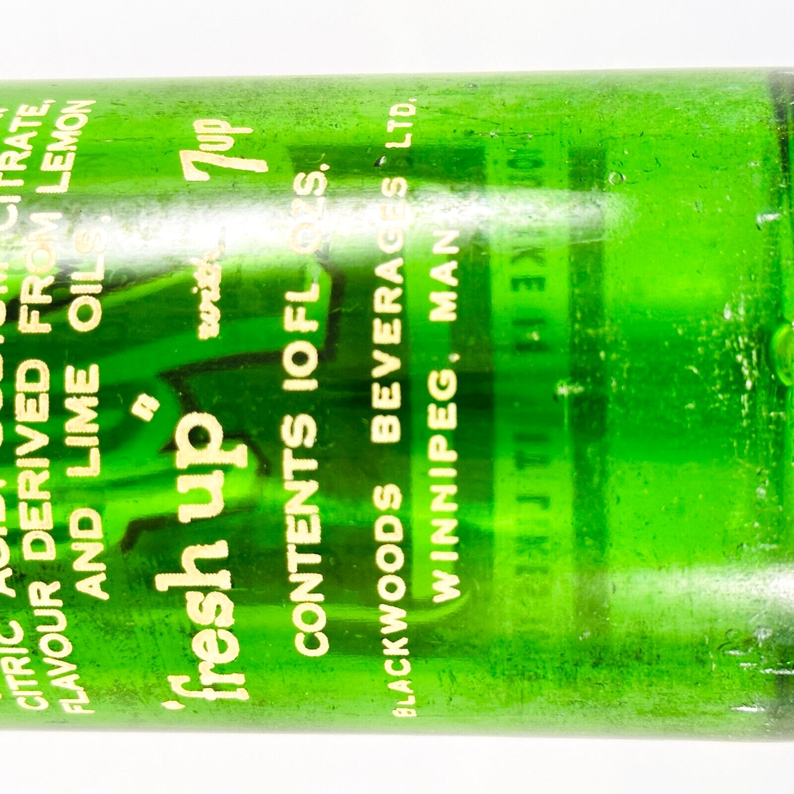 Vintage 7UP 10 Oz Green Glass Orange Logo Bottle Decanter Mancave Put a Cork In