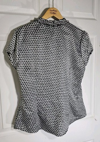 Worthington Womens Blouse Size 14 Geometric Gray Black Career - Picture 5 of 6