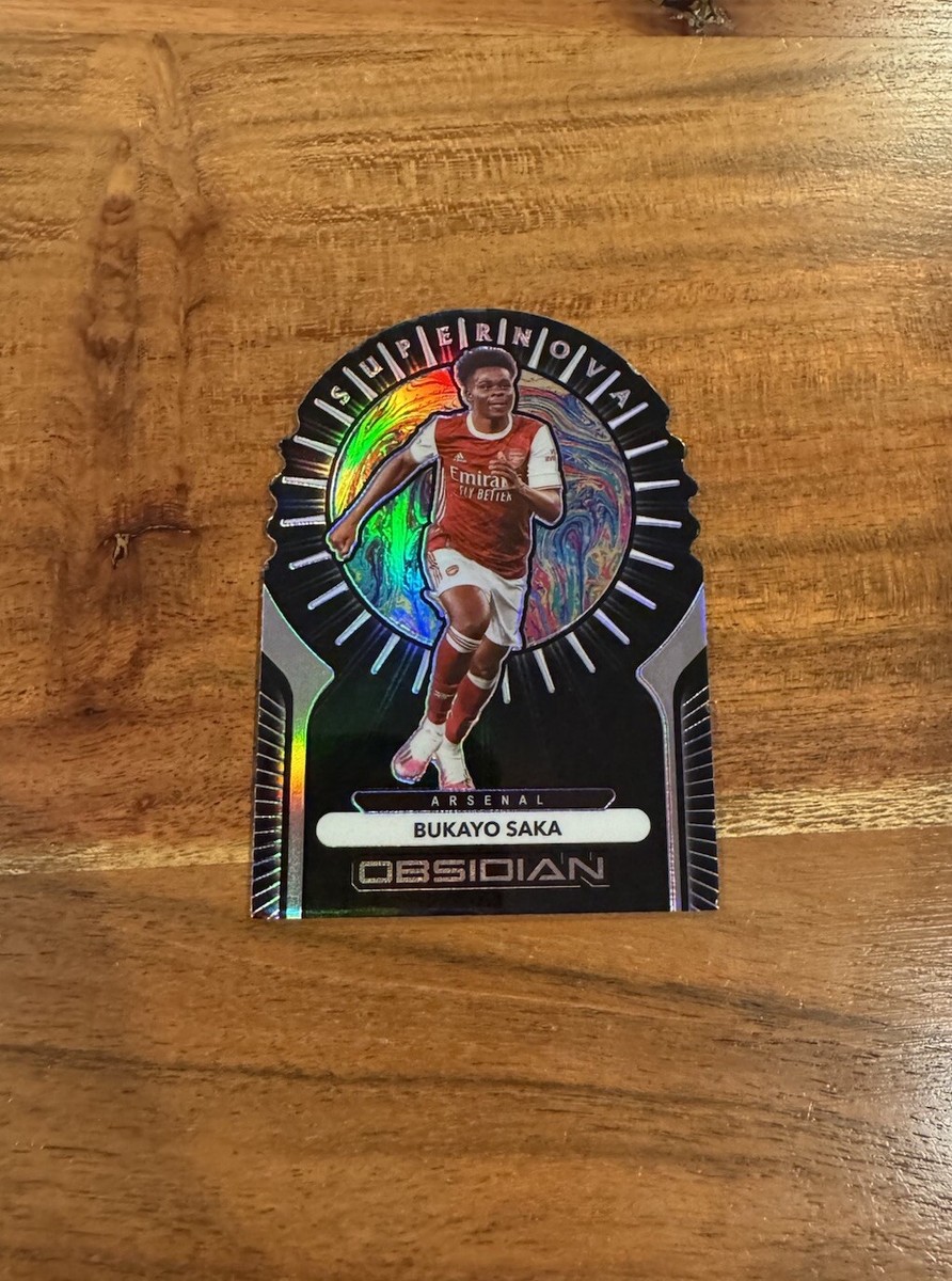 Bukayo Saka 2020-21 Panini Obsidian Supernova Purple Etch /60